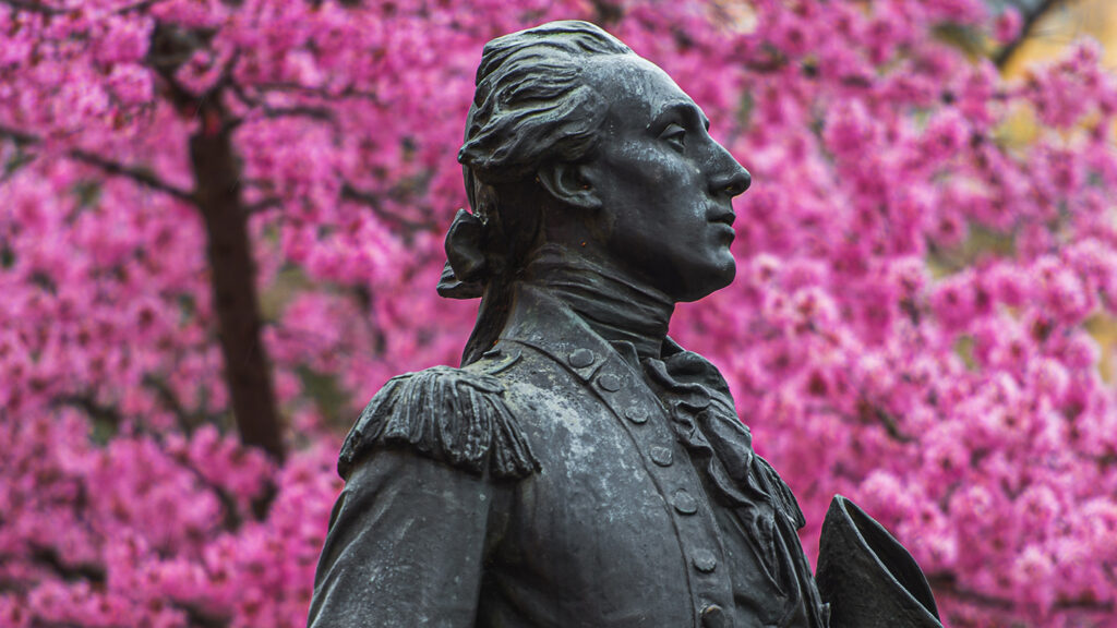 A statue of the Marquis de Lafayette