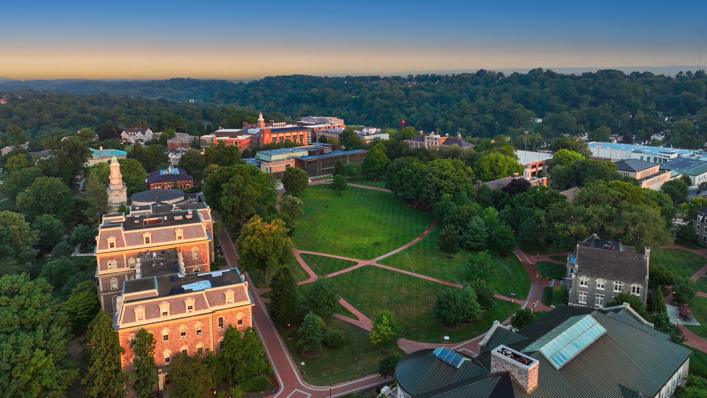 An aerial view of the Lafayette College Campus