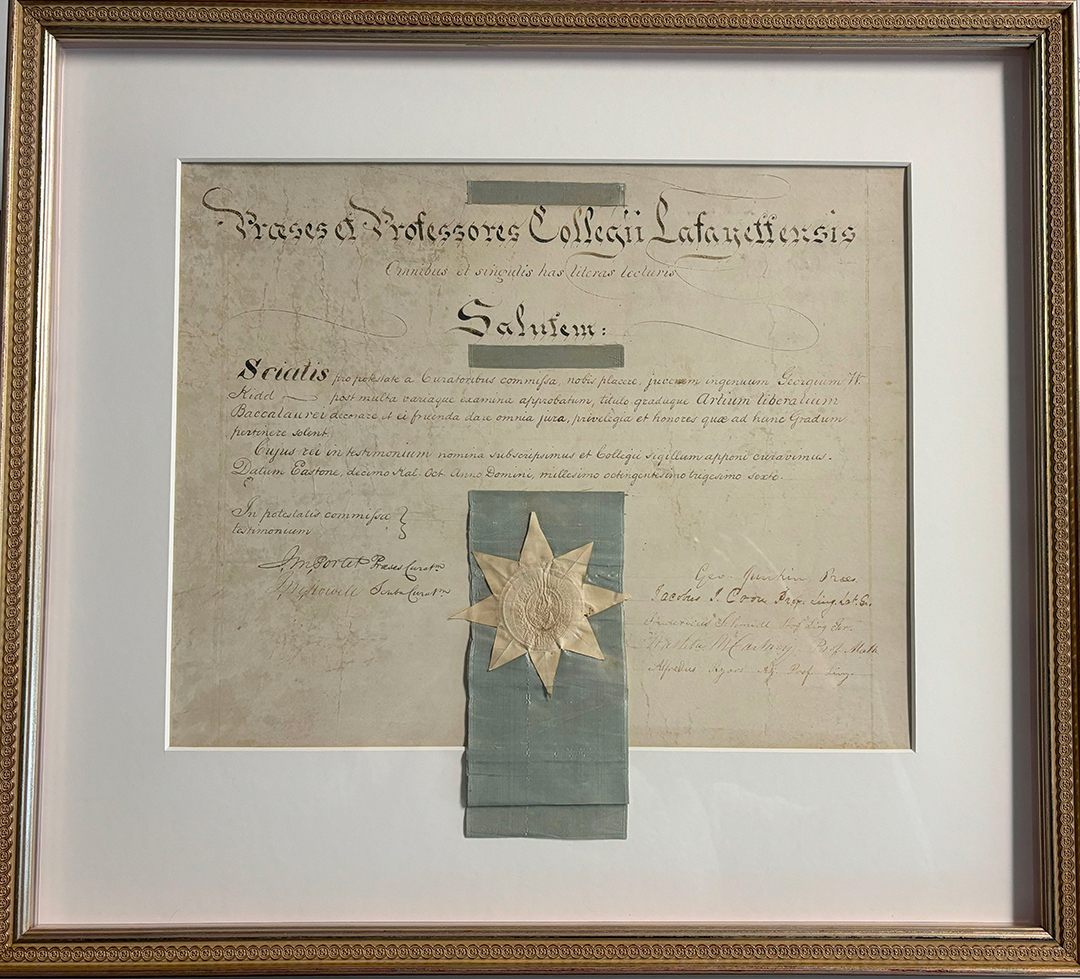 Lafayette College diploma