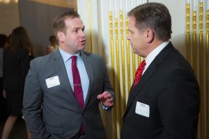 Adam Stauffer talks with Peter Simon '75 P'11'14