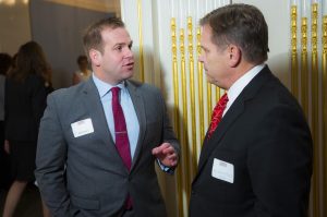 Adam Stauffer talks with Peter Simon '75 P'11'14